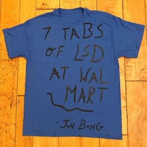 Blue Graphic T-Shirt with Black Text